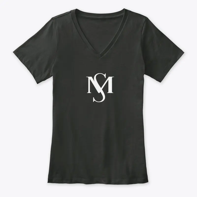 MS Logo White V Neck